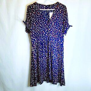 Madewell Womens 10 Dress Bengali Mini Daisy Retro Tie Sleeve Floral Button Front